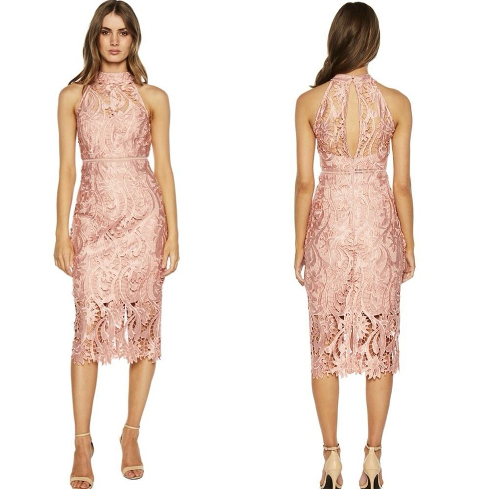 Bardot Blush Lace Midi Dress